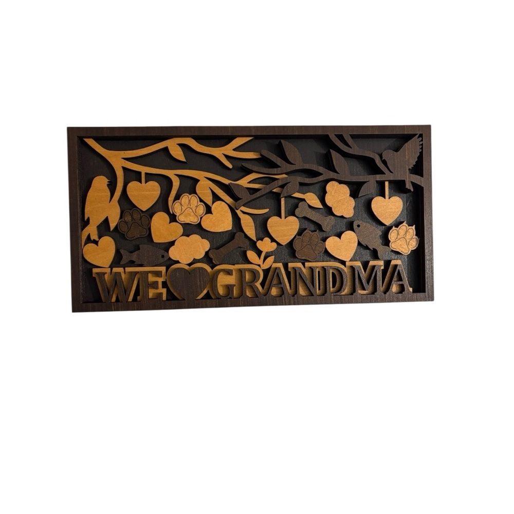 Wooden 'We Love Grandma' Wall Art.